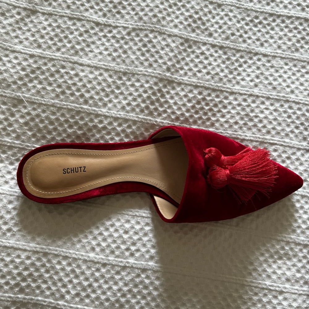 Schutz Red Suede Flat - Picture 2 of 5